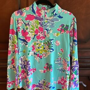 IBKUL Floral Mock Neck Long Sleeve Shirt